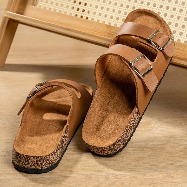 Men's Comfort Leather Slide Sandals | Non-Slip Open Toe Summer Shoes