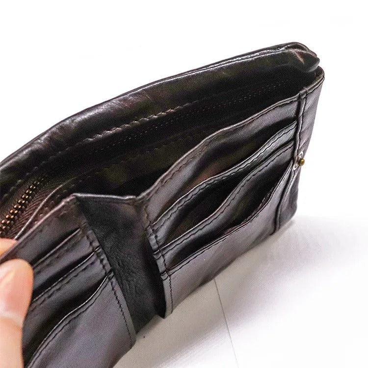 Men's Vintage Leather Wallet | Rugged Slim Bifold