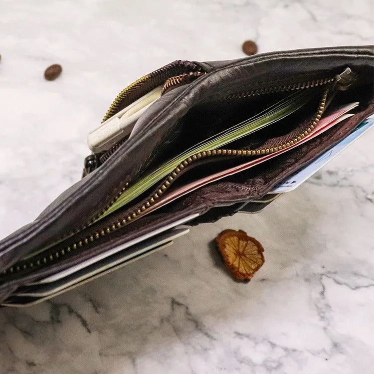 Men's Vintage Leather Wallet | Rugged Slim Bifold