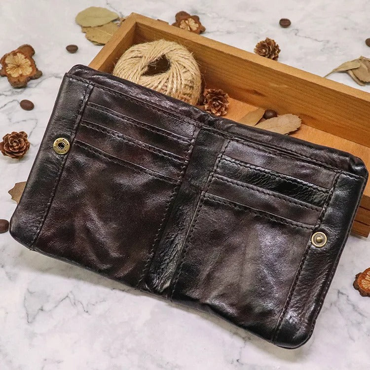 Men's Vintage Leather Wallet | Rugged Slim Bifold