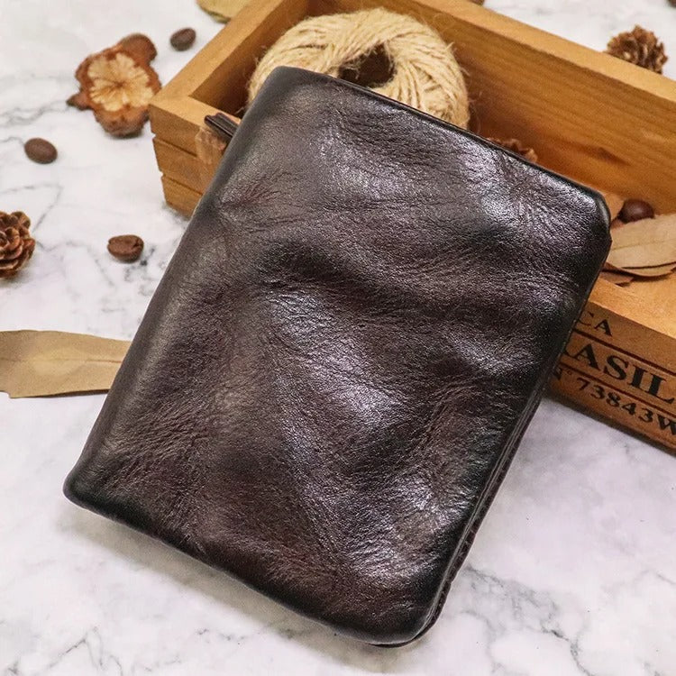 Men's Vintage Leather Wallet | Rugged Slim Bifold