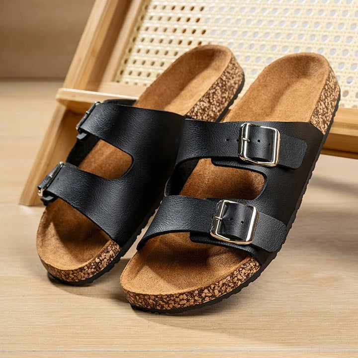 Men's Comfort Leather Slide Sandals | Non-Slip Open Toe Summer Shoes