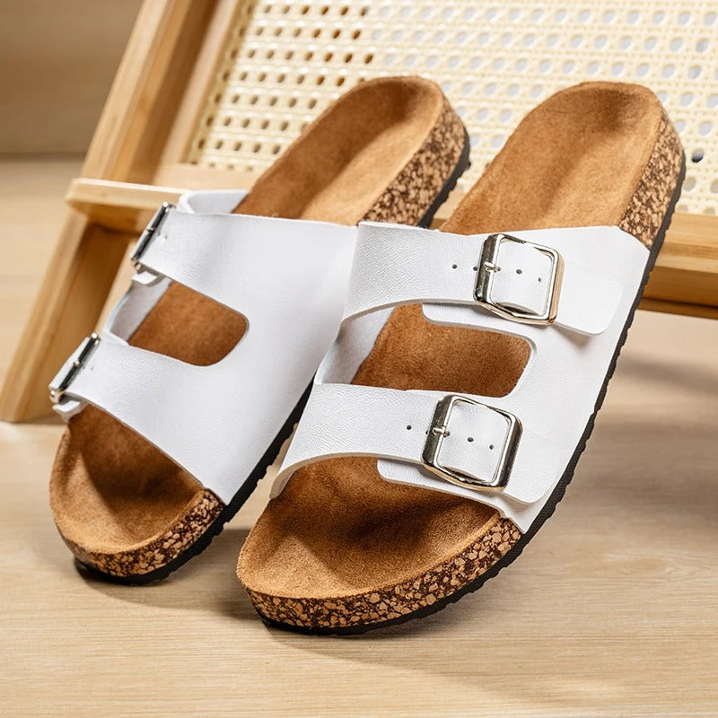 Men's Comfort Leather Slide Sandals | Non-Slip Open Toe Summer Shoes