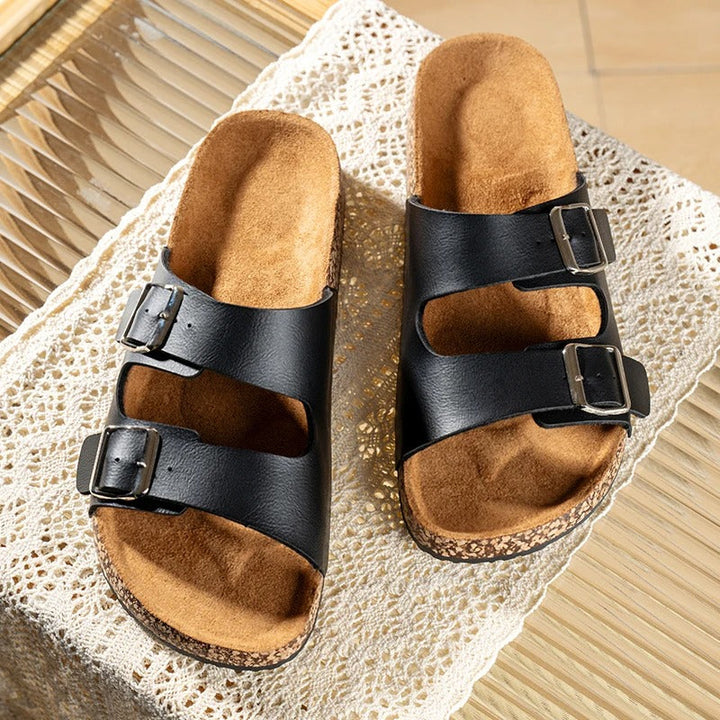 Men's Comfort Leather Slide Sandals | Non-Slip Open Toe Summer Shoes
