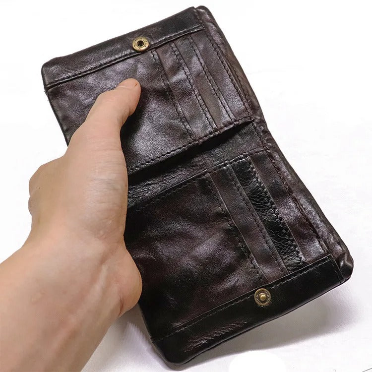 Men's Vintage Leather Wallet | Rugged Slim Bifold