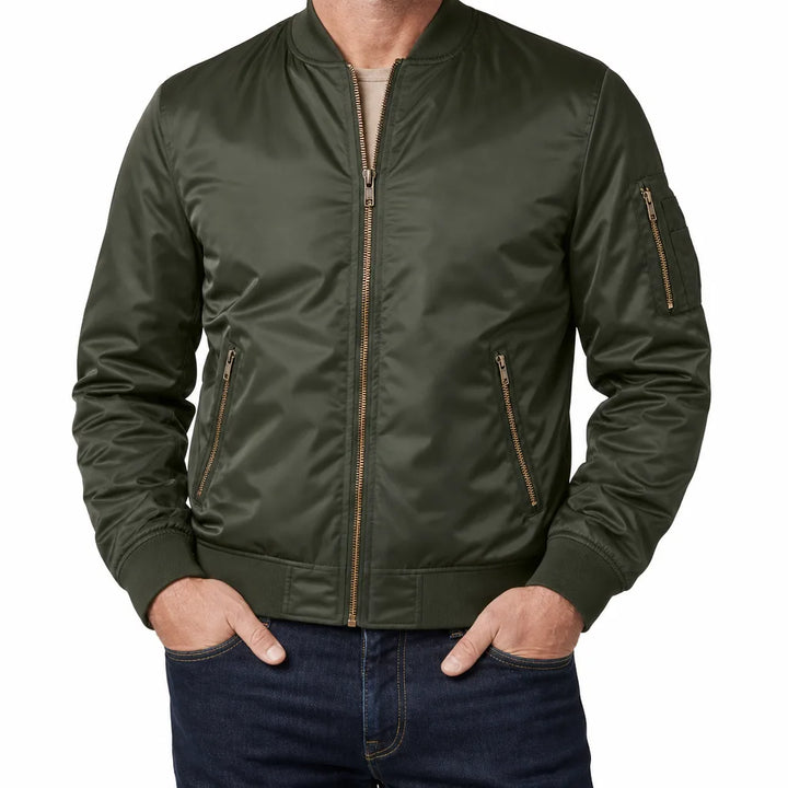 Men’s Ribbed Collar Bomber Jacket for Everyday Wear