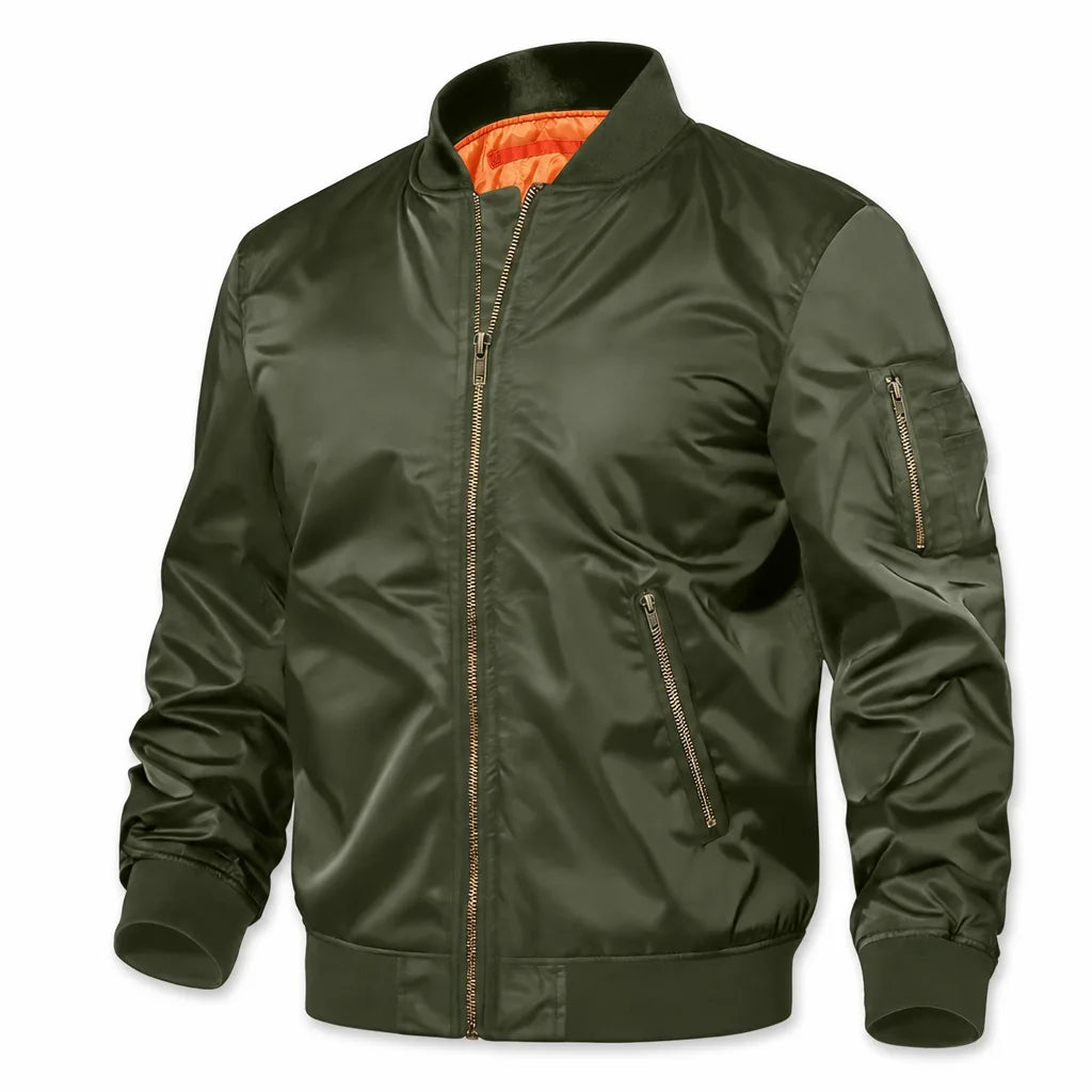 Men’s Ribbed Collar Bomber Jacket for Everyday Wear