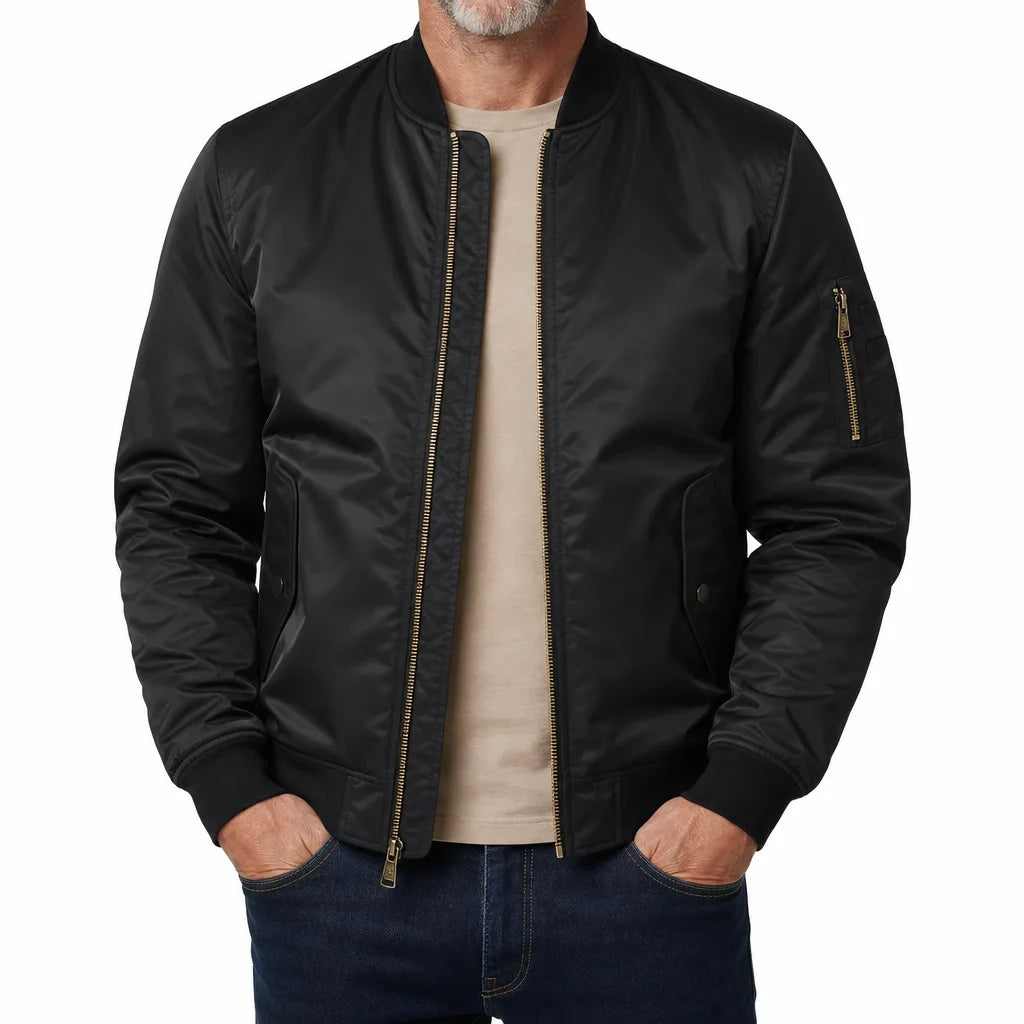 Men’s Ribbed Collar Bomber Jacket for Everyday Wear