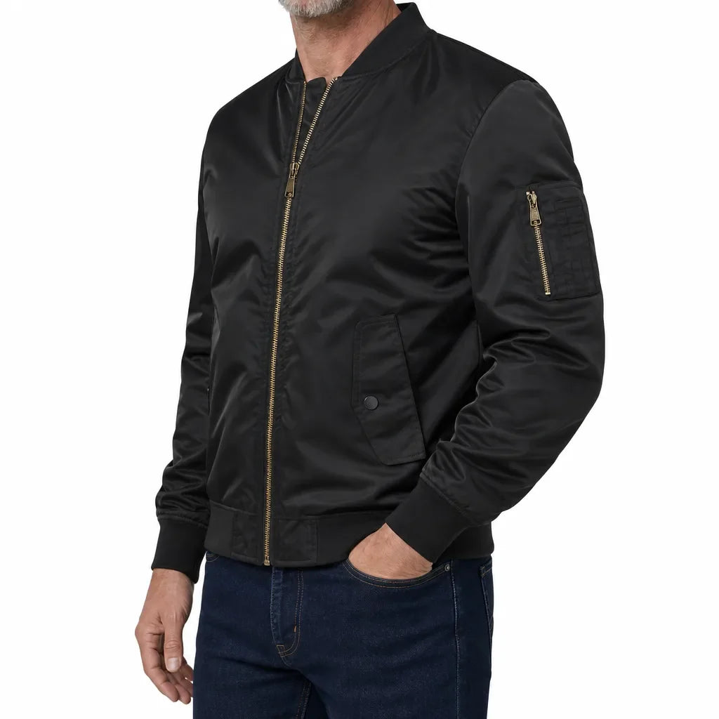 Men’s Ribbed Collar Bomber Jacket for Everyday Wear