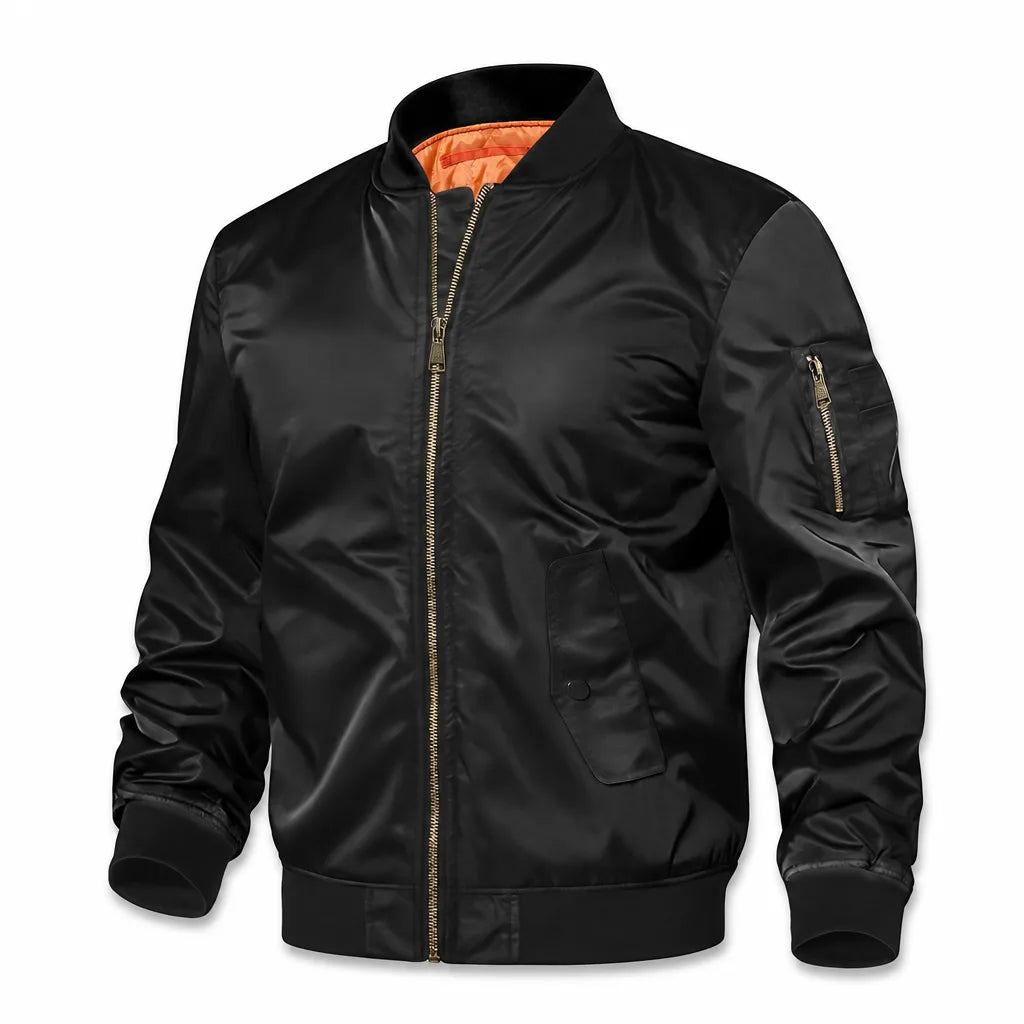 Men’s Ribbed Collar Bomber Jacket for Everyday Wear