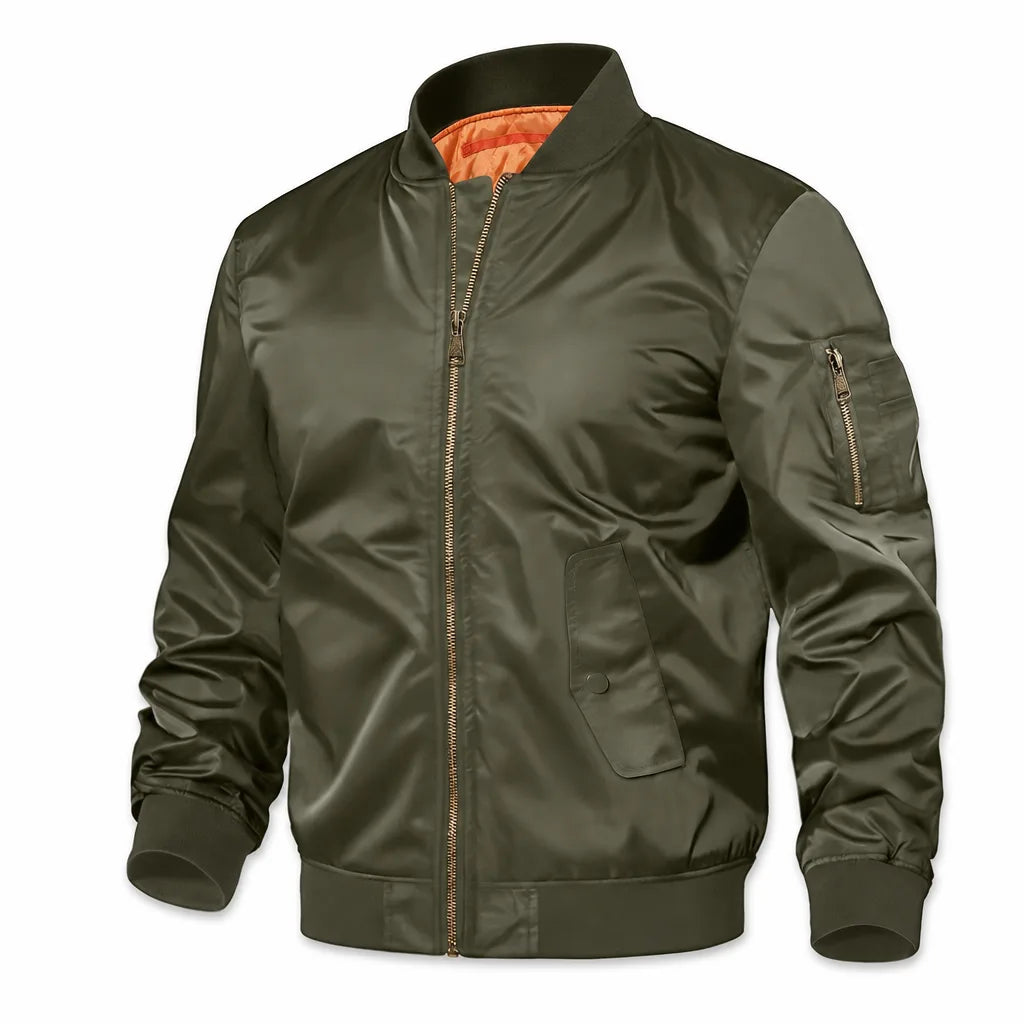 Men’s Ribbed Collar Bomber Jacket for Everyday Wear