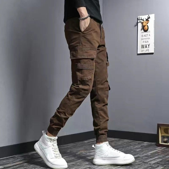 Men’s Slim Fit Cotton Work Pants – Stylish 9 Length Casual Trousers-HighTouch