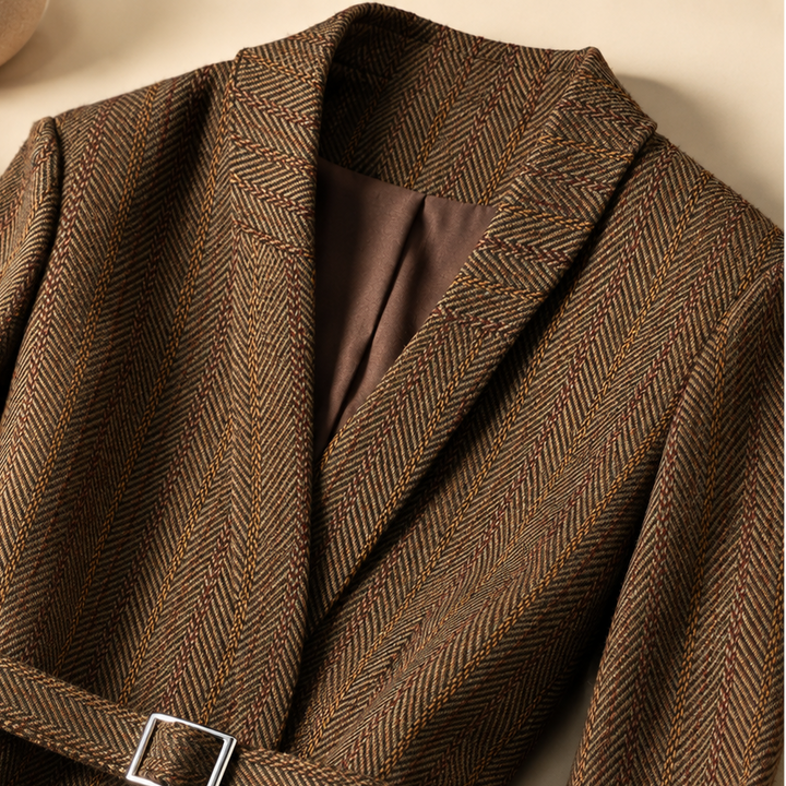 Women's Belted Jacket | Wool Blend Herringbone