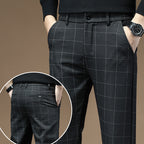 Men’s Plaid Straight Leg Pants – Casual Stretch Comfort-HighTouch