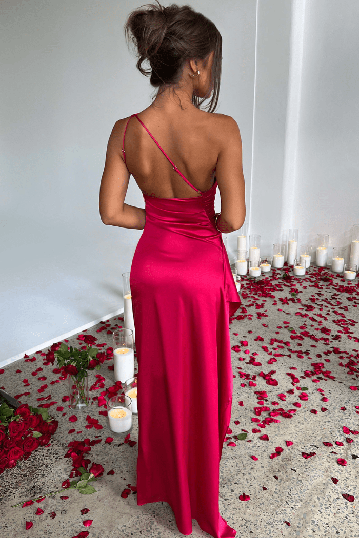 Cosina | One Shoulder Satin Maxi Wedding Guest Dress