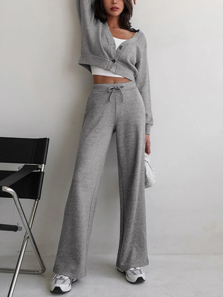 Winter Wide Leg Lounge Pants Women Baggy Knit Drawstring Trousers