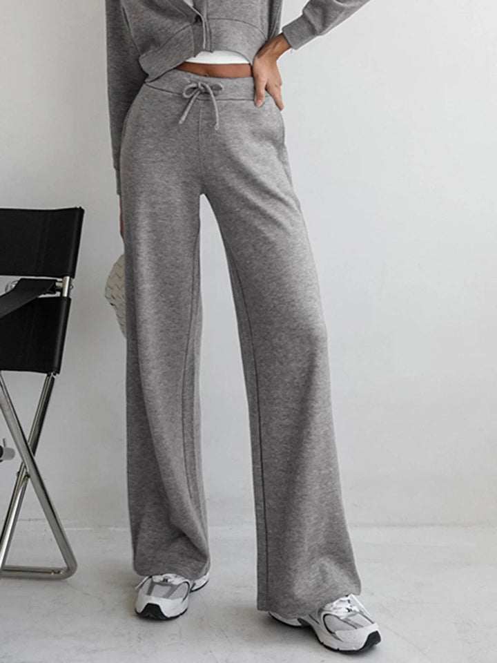 Winter Wide Leg Lounge Pants Women Baggy Knit Drawstring Trousers