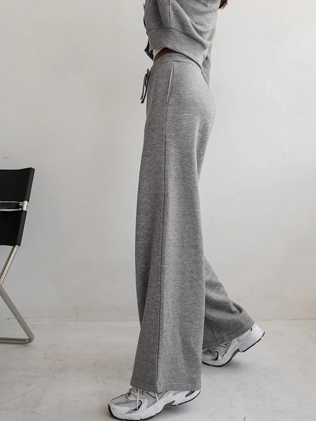 Winter Wide Leg Lounge Pants Women Baggy Knit Drawstring Trousers