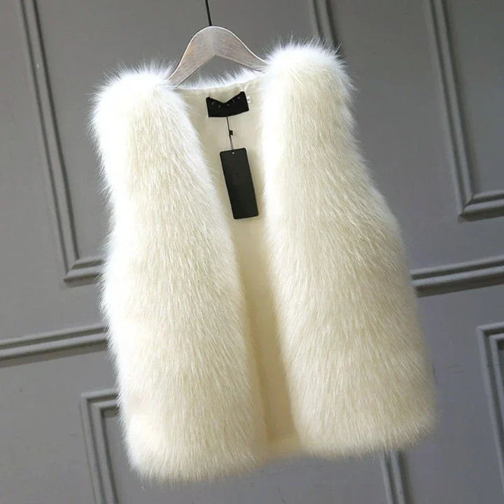 Winter Faux Fur Gilet Vest Women Sleeveless Open Front Waistcoat