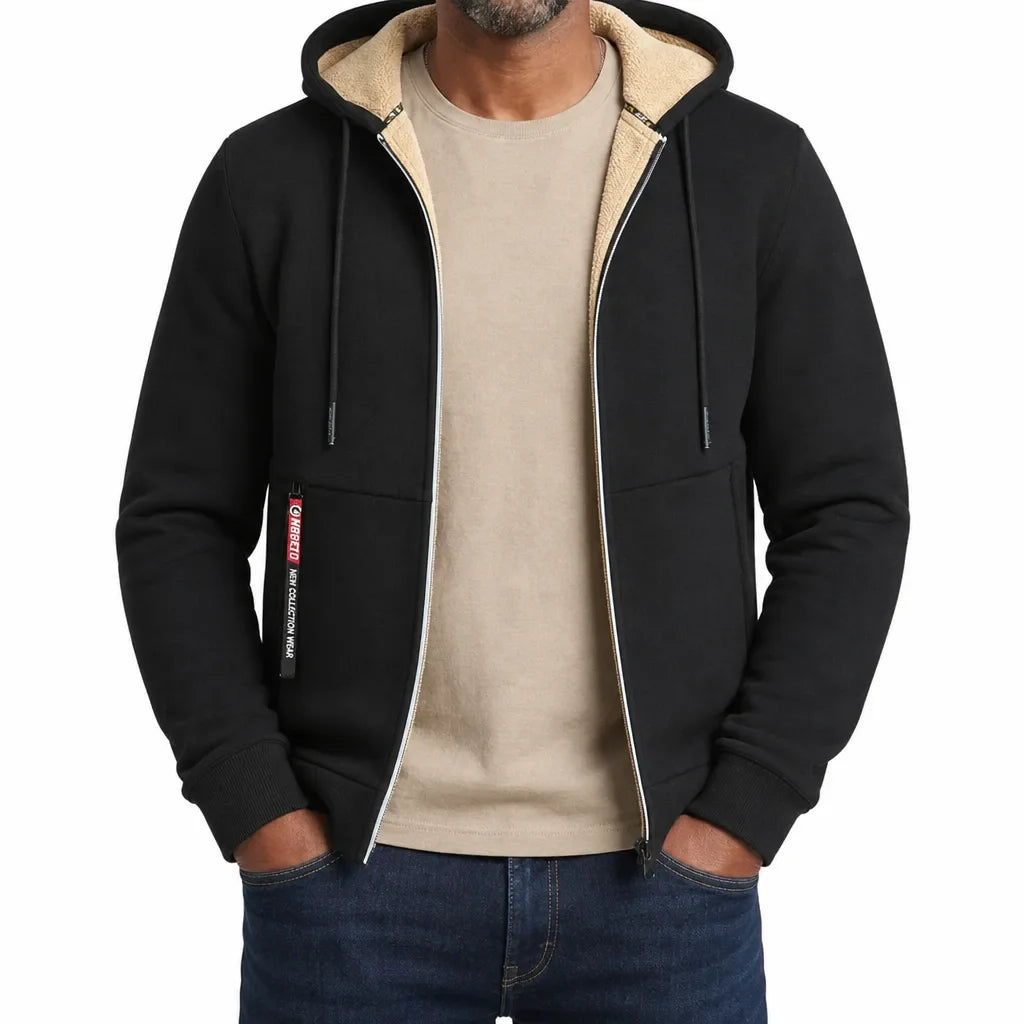 Men's Full Zip Fleece Hoodie Warm Windbreaker Jacket