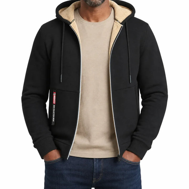 Men's Full Zip Fleece Hoodie Warm Windbreaker Jacket