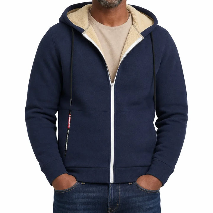 Men's Full Zip Fleece Hoodie Warm Windbreaker Jacket