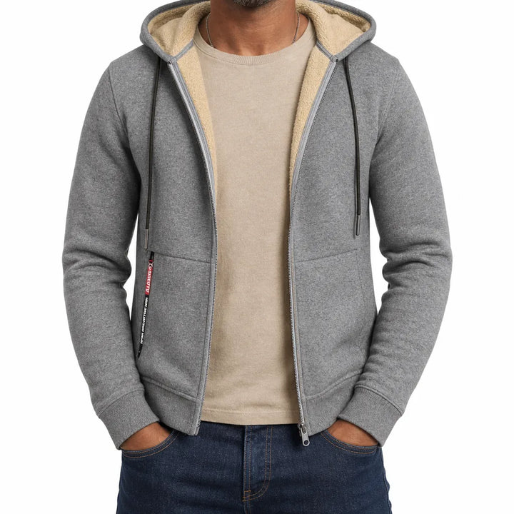 Men's Full Zip Fleece Hoodie Warm Windbreaker Jacket