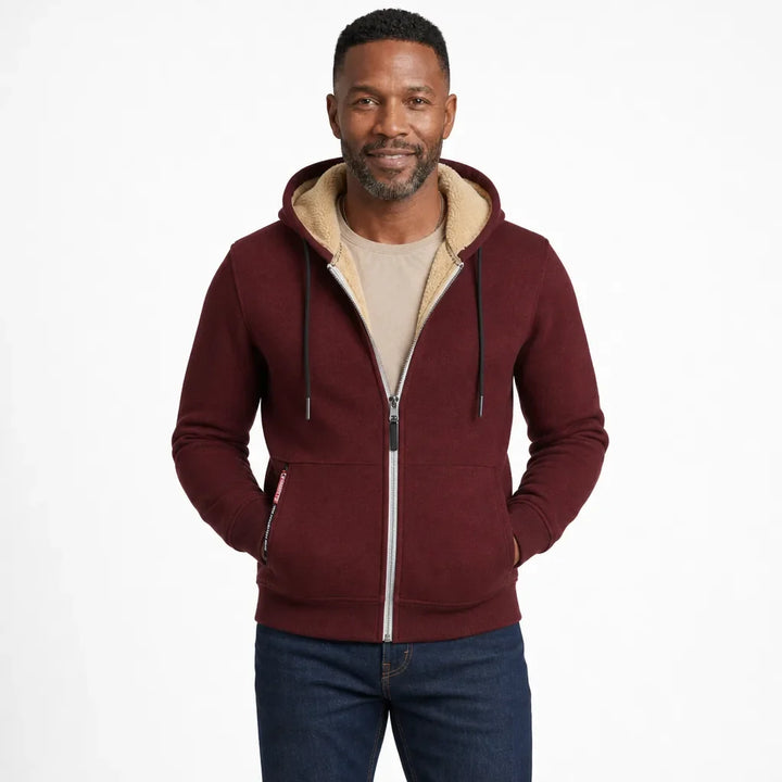 Men's Full Zip Fleece Hoodie Warm Windbreaker Jacket