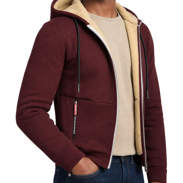 Men's Full Zip Fleece Hoodie Warm Windbreaker Jacket