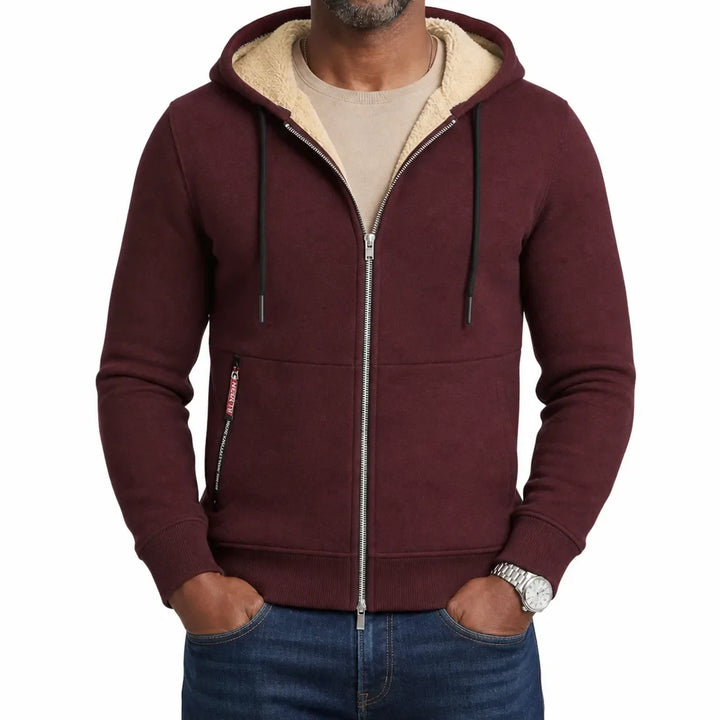 Men's Full Zip Fleece Hoodie Warm Windbreaker Jacket