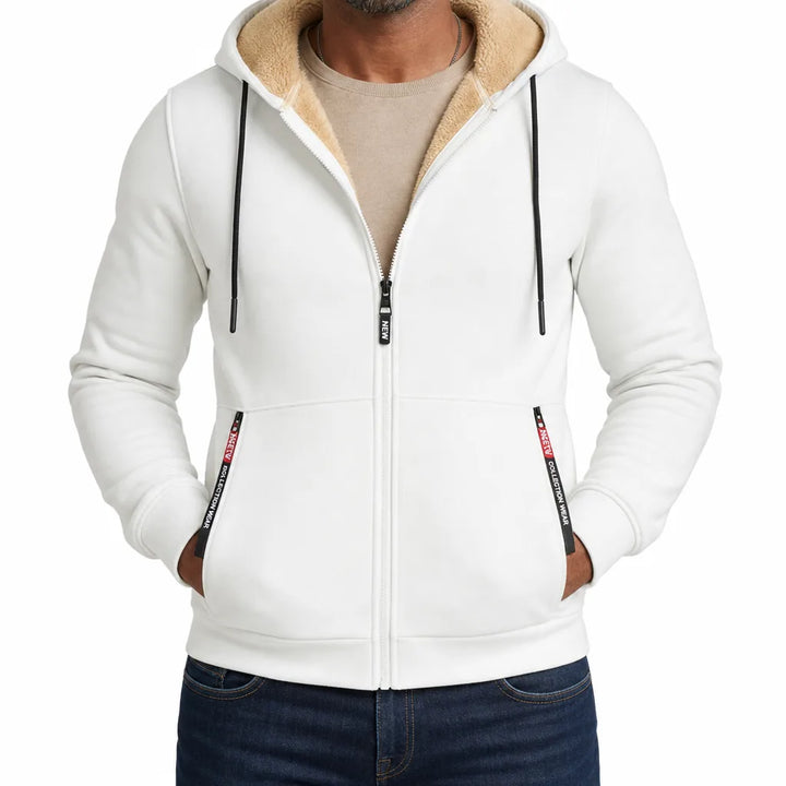 Men's Full Zip Fleece Hoodie Warm Windbreaker Jacket