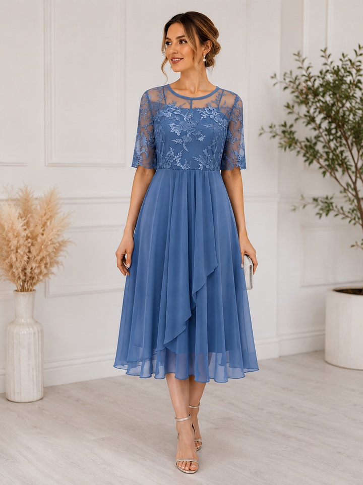 Women's Lace Midi Dress | A-Line Cocktail Dress for Special Occasions