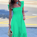 Women's High-Waist Plaid Sleeveless Dress-HighTouch