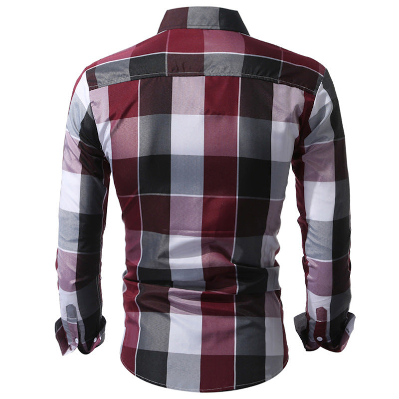 Men’s Checkered Cotton Shirt – Long Sleeve Non-Iron Style-HighTouch