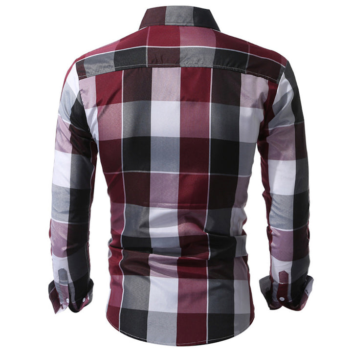 Men’s Checkered Cotton Shirt – Long Sleeve Non-Iron Style-HighTouch