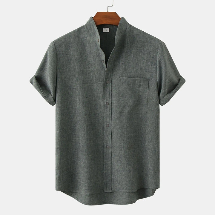 Men's Cotton-Linen Short Sleeve Shirt