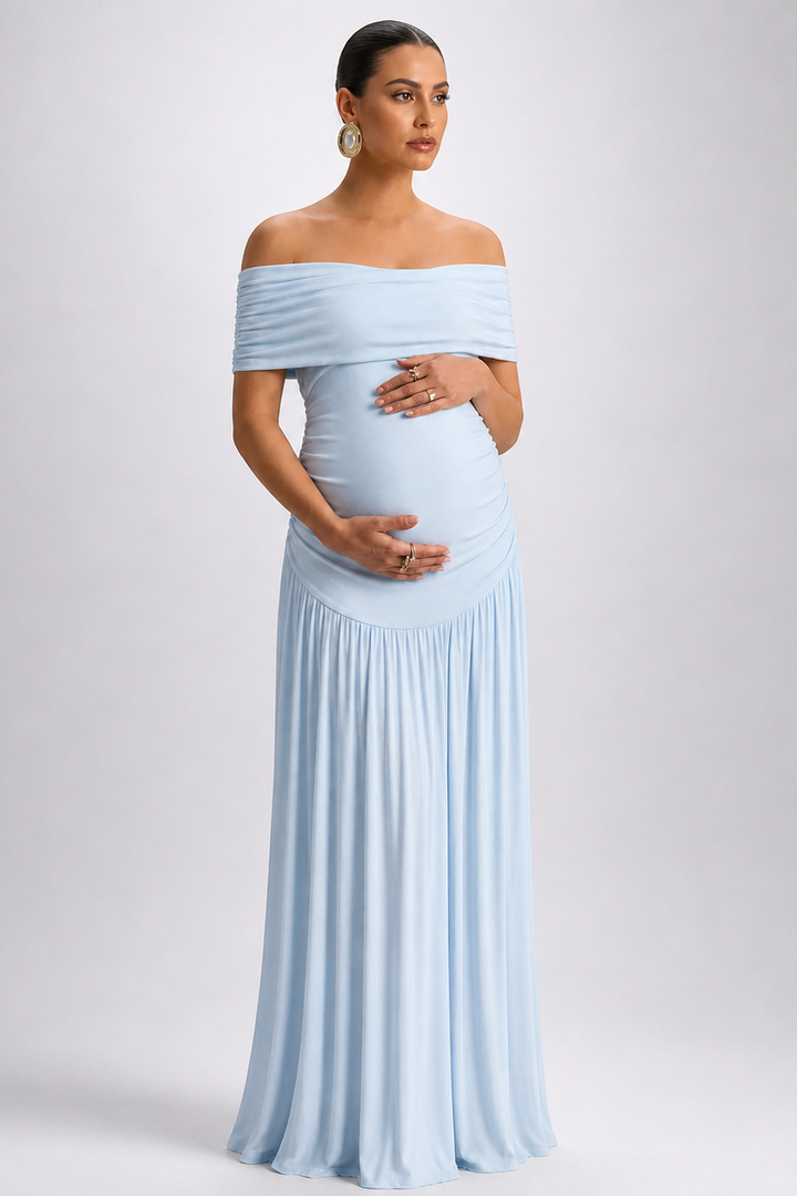 Maternity Maxi Dress – Off Shoulder Pregnancy Dress
