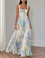 European And American Pleated Printing Dress-HighTouch