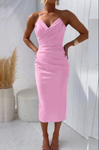 Women's Sleeveless Slit Solid Color Dress-HighTouch