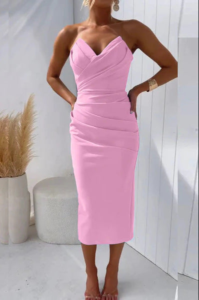 Women's Sleeveless Slit Solid Color Dress-HighTouch