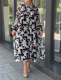 Fashion Lantern Sleeve Plaid Dress-HighTouch