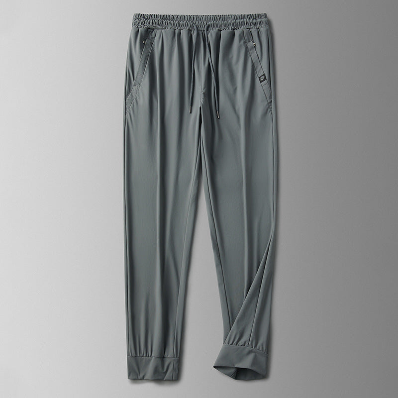 Men's Ice Silk Leggings – Casual Long Pants with Solid Color Design-HighTouch