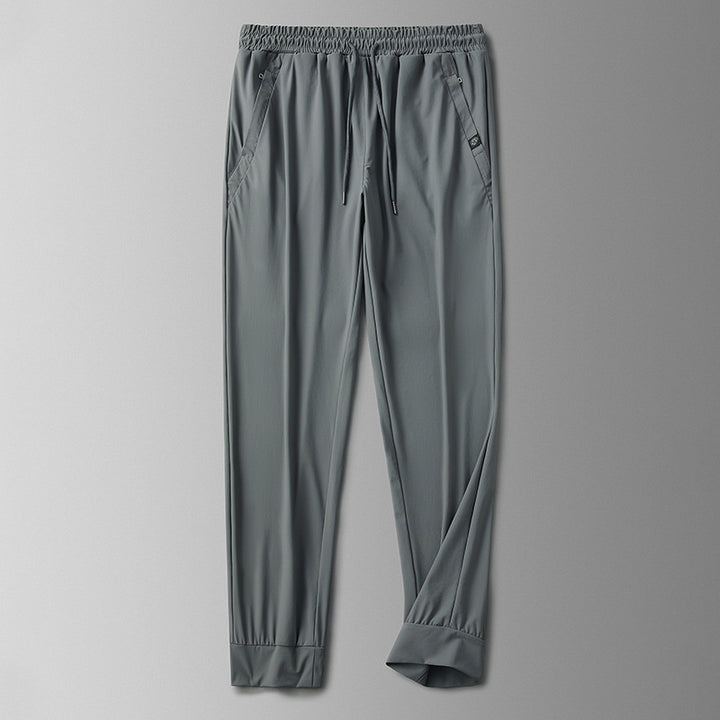 Men's Ice Silk Leggings – Casual Long Pants with Solid Color Design-HighTouch