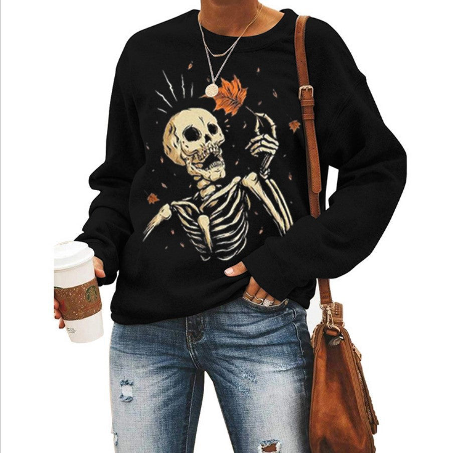 Women’s Halloween Graphic Crew Neck Sweatshirt-HighTouch