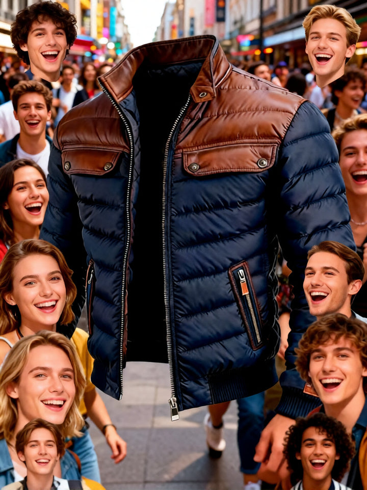 Color-block Cotton Jacket With A Zipper-HighTouch