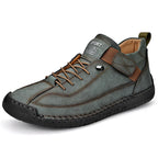 Men’s Cowhide Mid-Top Casual Boots – Durable Lace-Up Leather Shoes-HighTouch