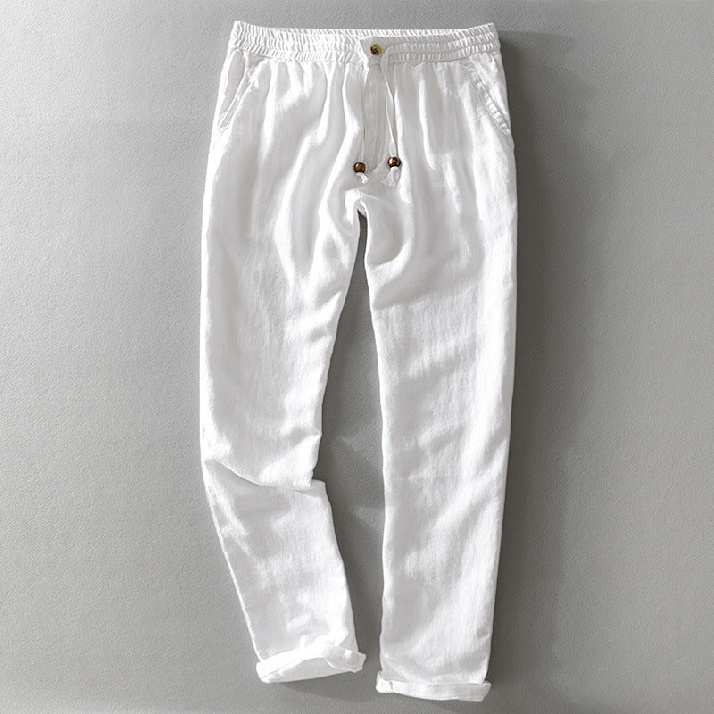 Men’s Linen Pants Casual Loose Fit Summer Lightweight Trousers-HighTouch
