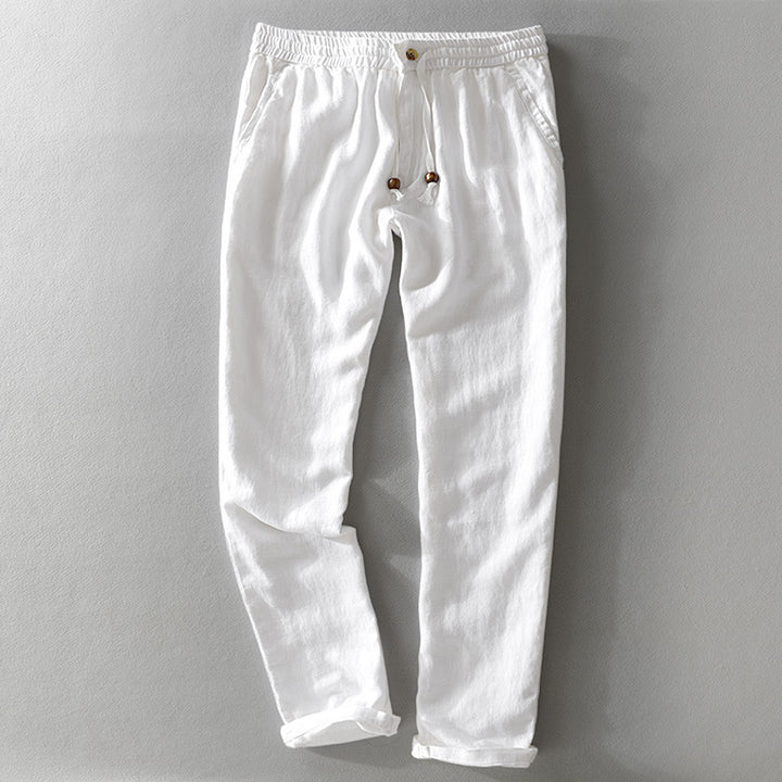 Men’s Linen Pants Casual Loose Fit Summer Lightweight Trousers-HighTouch