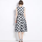 Women's Plaid Sleeveless Shift Dress – Mid-Waist Casual Mini Dress-HighTouch
