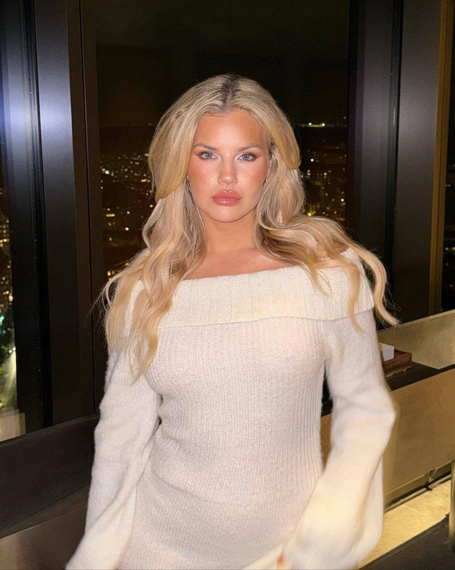 Off-Shoulder Knitted Skirt UK